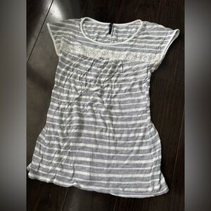 Miss Match Gray and White Striped Top